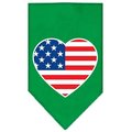 Unconditional Love American Flag Heart Screen Print Bandana Emerald Green Large UN797540